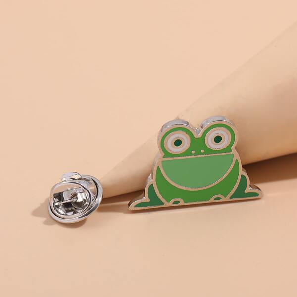 

Cartoon Frog Design Brooch, Green
