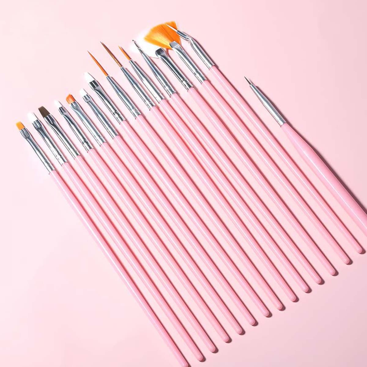 

15pcs Nail Art Brush, Pink