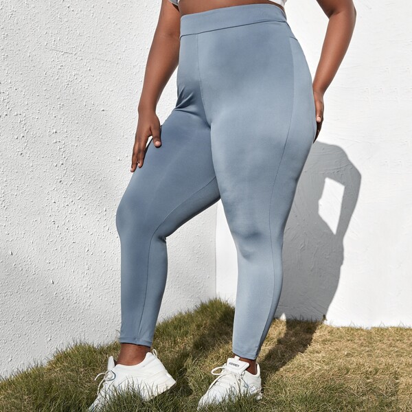 

Plus High-Rise Solid Sports Leggings, Dusty blue