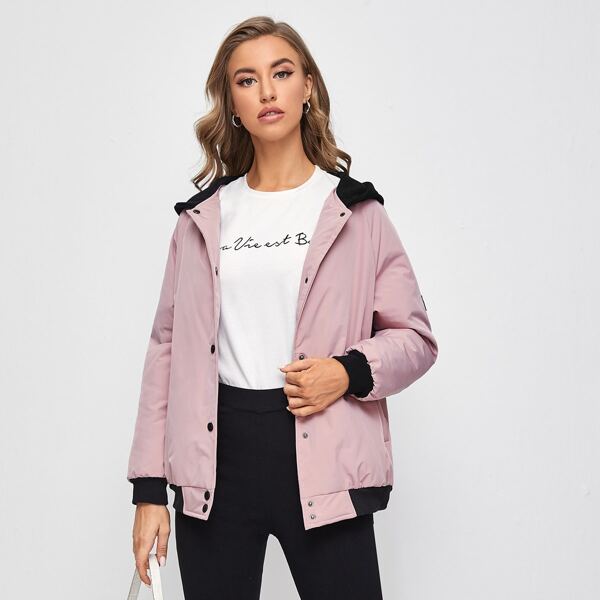

Pocket Front Hooded Jacket, Dusty pink