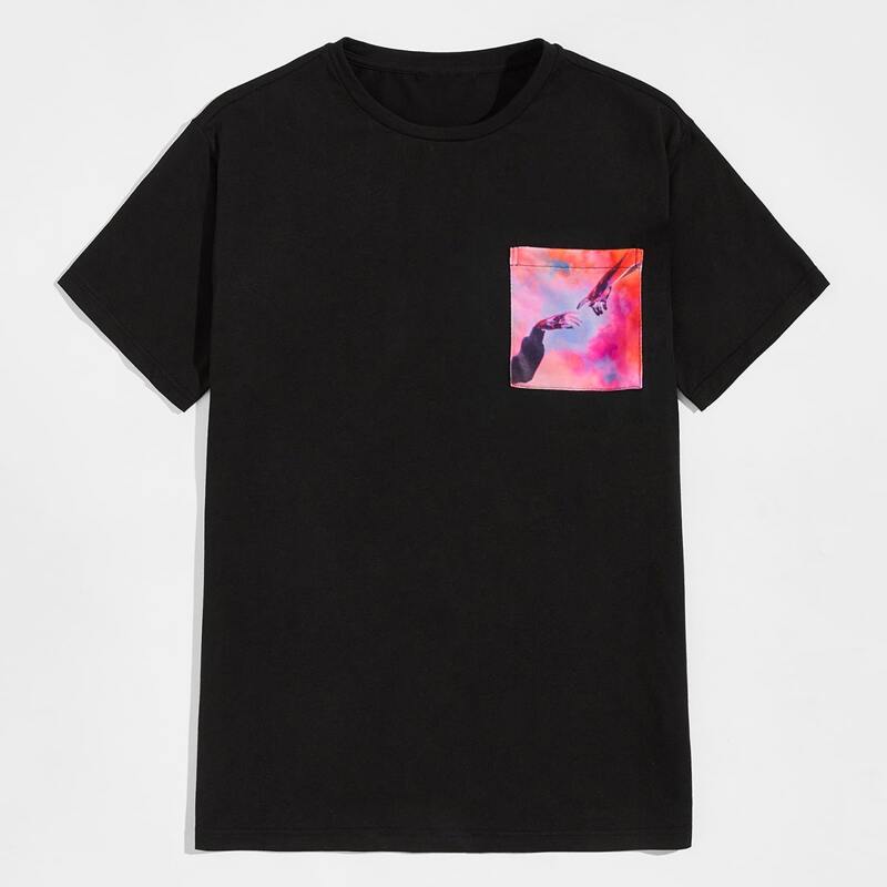 

Guys Pocket Front Gesture Graphic Tee, Black