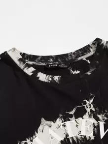 Manfinity VCAY 男士棉標語圖案中國龍紮染T恤