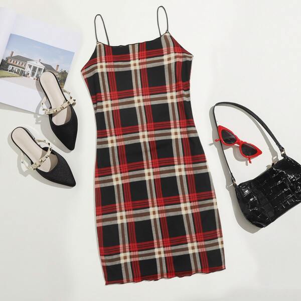 

Lettuce Trim Tartan Dress, Multicolor