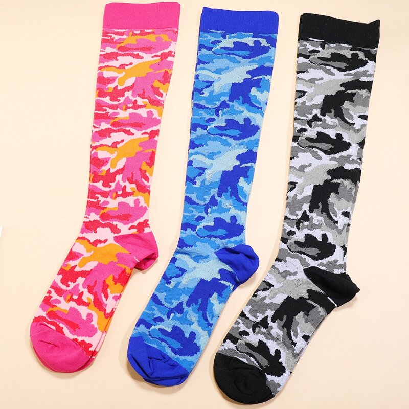 

3pairs Camouflage Over The Calf Socks, Multicolor