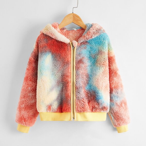 

Girls Tie Dye Teddy Jacket, Multicolor