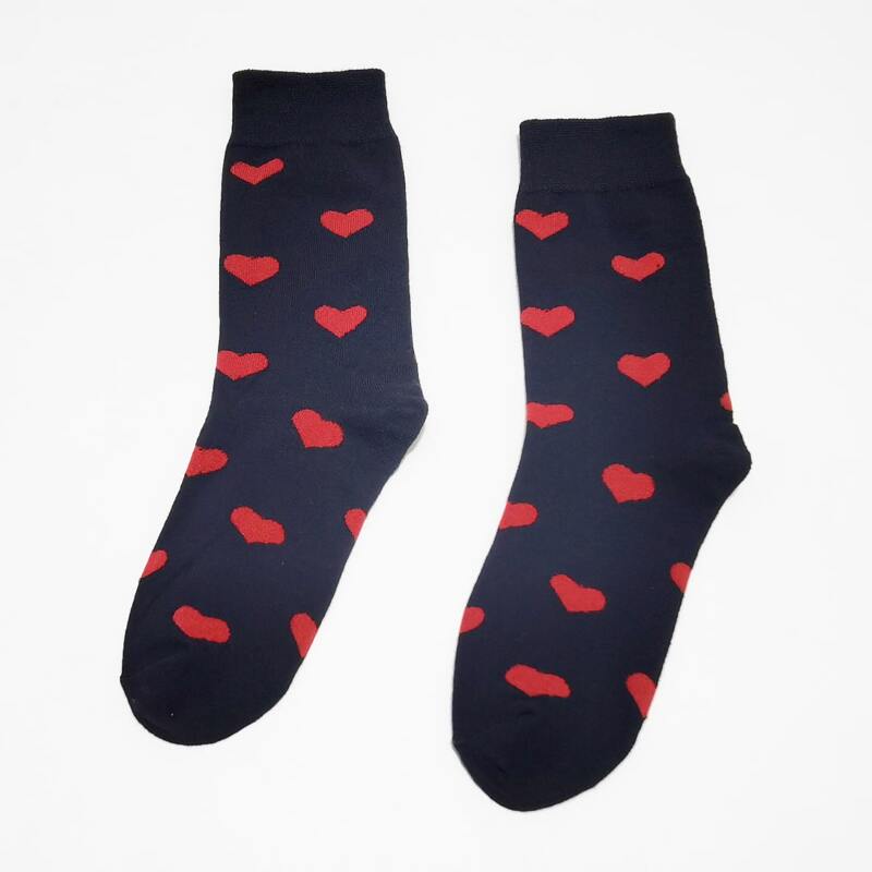 

1pair Heart Print Crew Socks, Black
