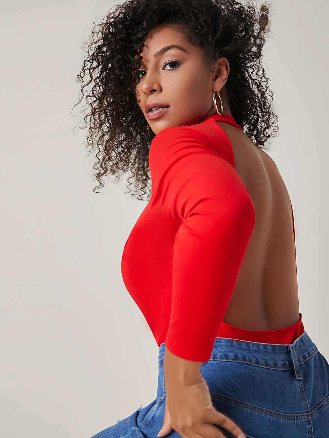 Plus Open Back Solid Bodysuit thumbnail