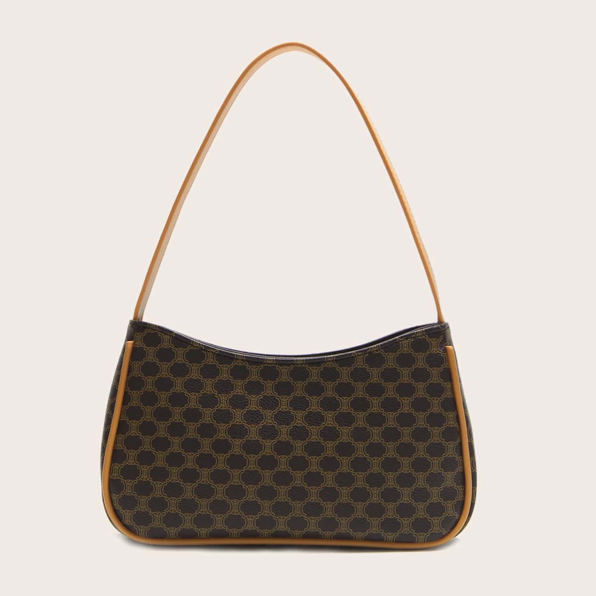 

Allover Print Baguette Bag, Brown