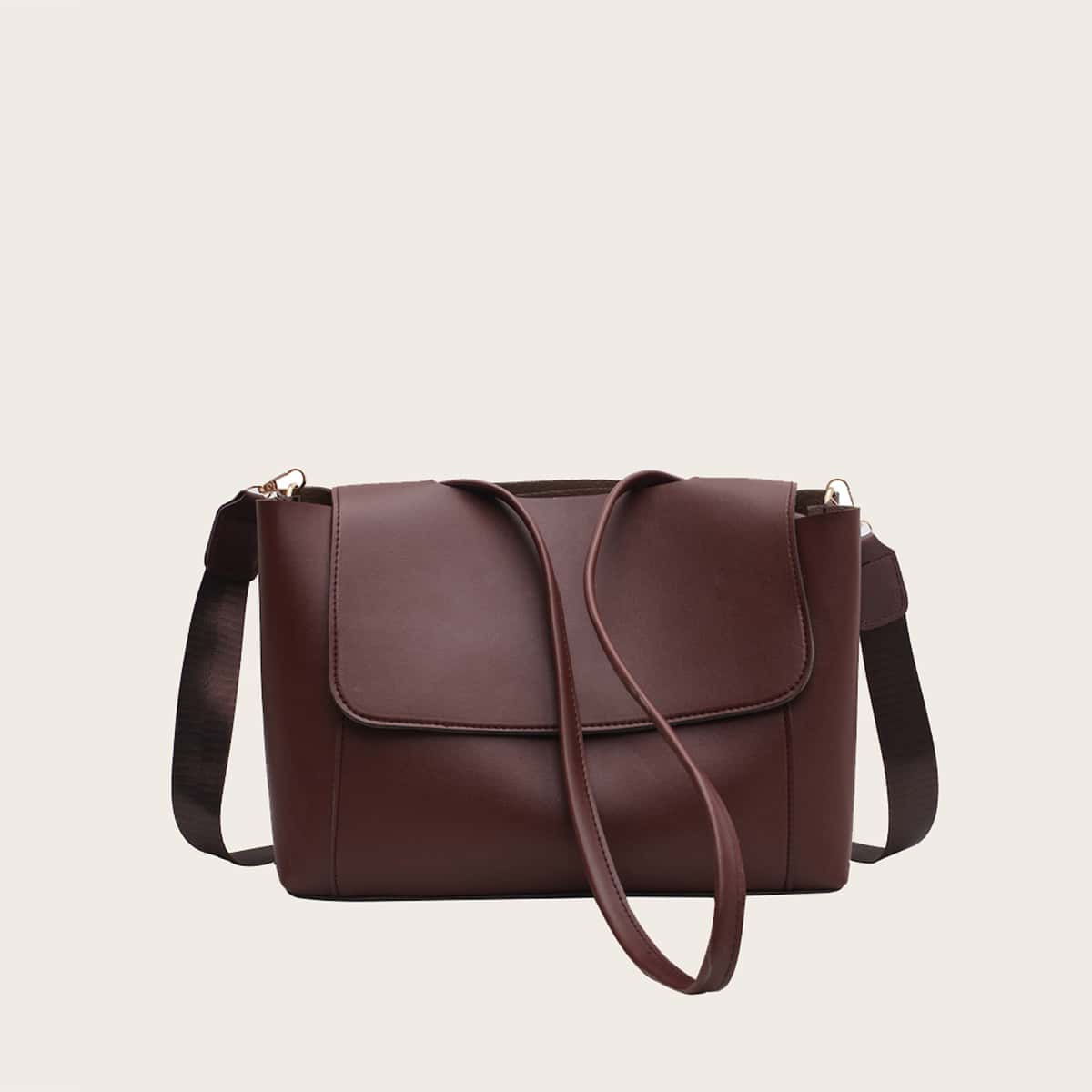 

Minimalist Flap Shoulder Bag, Chocolate brown