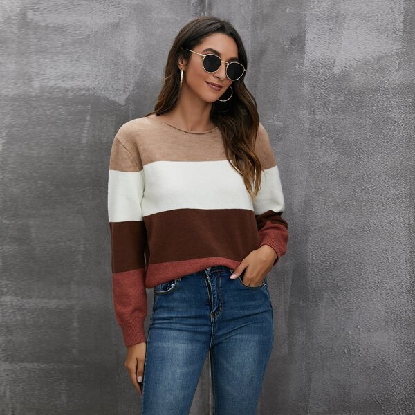 

Drop Shoulder Colorblock Sweater, Multicolor