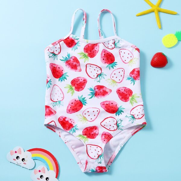 

Toddler Girls Strawberry Print One Piece Swimsuit, Multicolor