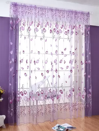 1入組鄉村風格彩色下裝膠水圖案鬱金香窗戶螢幕(隨機圖案)