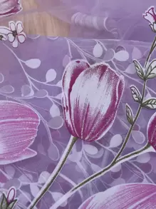 1pc Countryside Style Colored Bottom Glue Printed Tulip Window Screen (random Pattern) - Multicolor - View 3