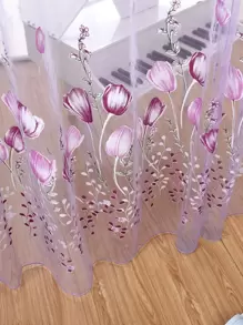 1pc Countryside Style Colored Bottom Glue Printed Tulip Window Screen (random Pattern) - Multicolor - View 4