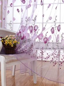 1pc Countryside Style Colored Bottom Glue Printed Tulip Window Screen (random Pattern) - Multicolor - View 7