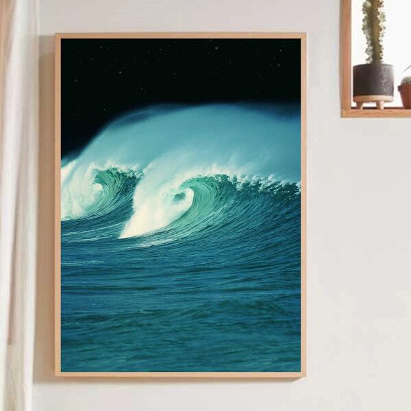 

Wave Pattern Wall Painting Without Frame, Multicolor