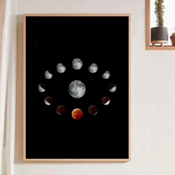

Moon Print Wall Painting Without Frame, Black