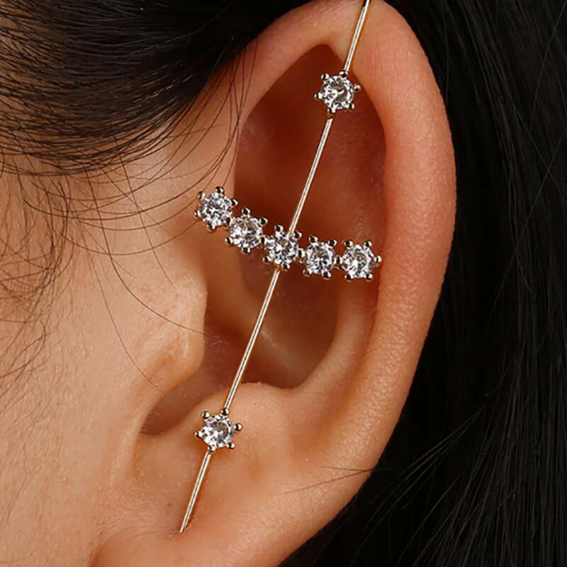 

1pc Rhinestone Ear Cuff, Gold