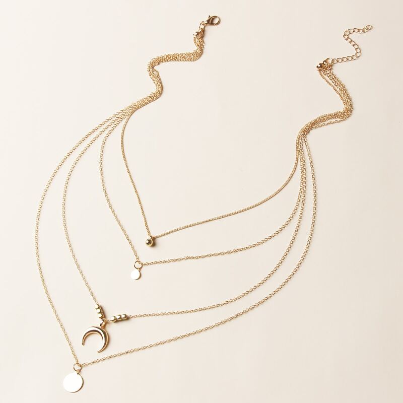 

Moon & Coin Layered Necklace, Gold