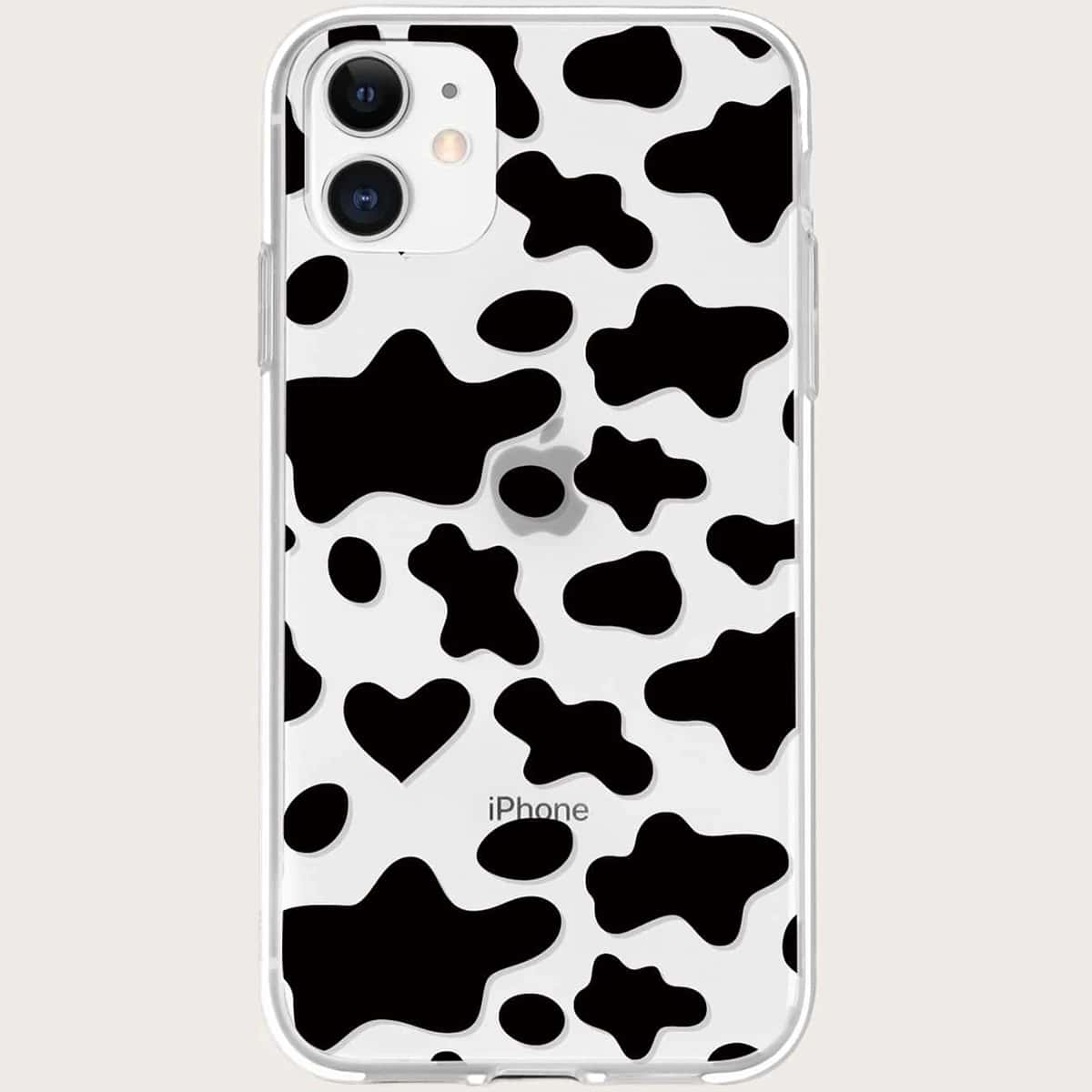 

Cow Print Clear iPhone Case, Black and white