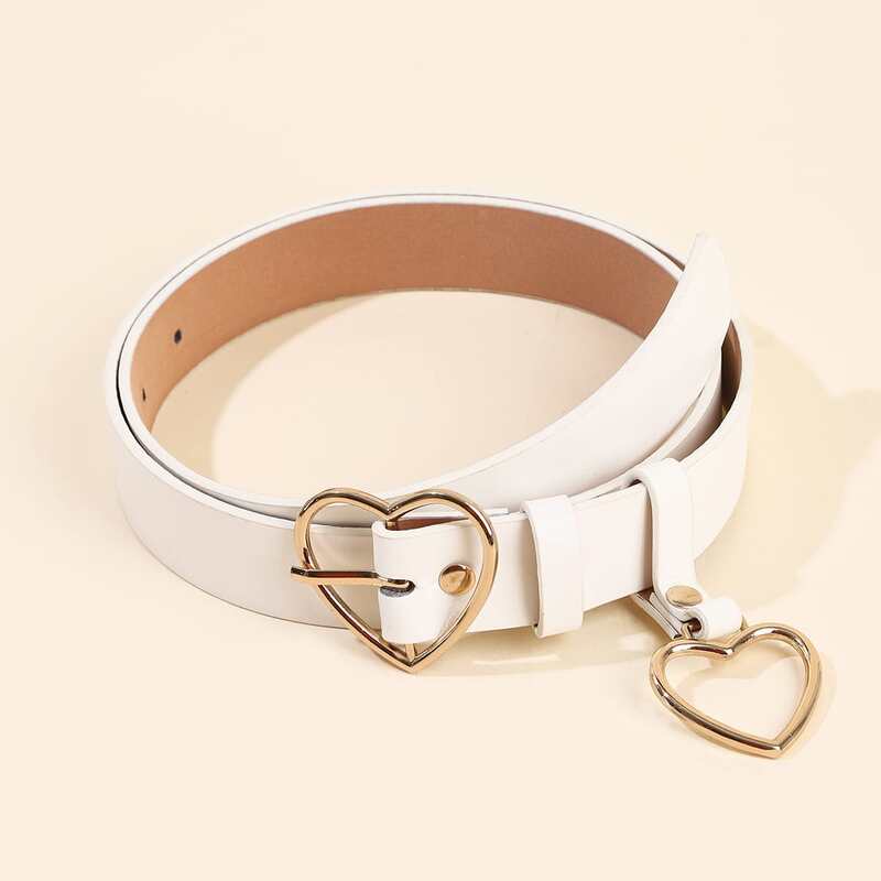 

Heart Buckle Belt, White