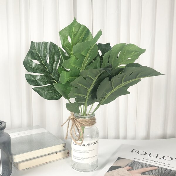 

1bundle Artificial Foliage With 9pcs Branch, Green