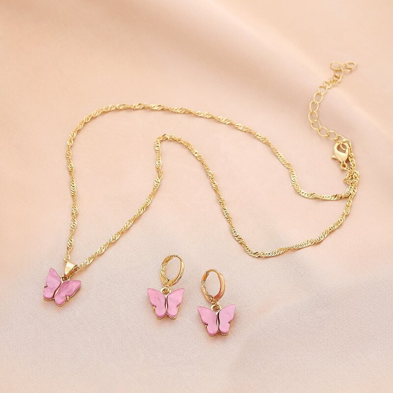 

3pcs Butterfly Jewelry Set, Gold
