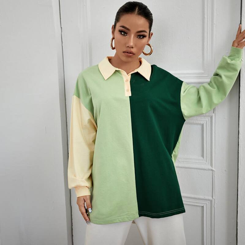 

Cut And Sew Quarter Zip Oversized Sweatshirt, Green
