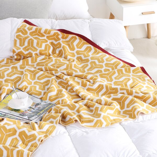 

Geometric Pattern Knitted Blanket, Multicolor