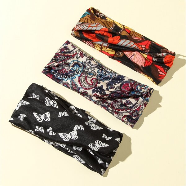

3pcs Butterfly Pattern Headband, Multicolor