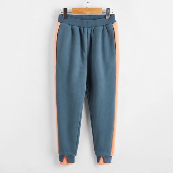 

Girls Contrast Panel Side Sweatpants, Dusty blue