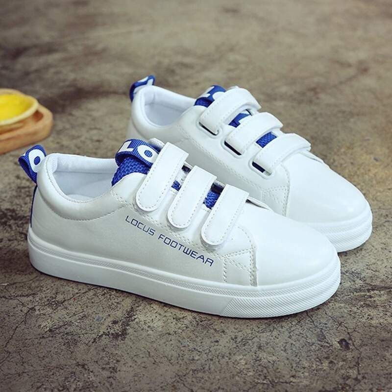 

Letter Tape Velcro Strap Sneakers, White