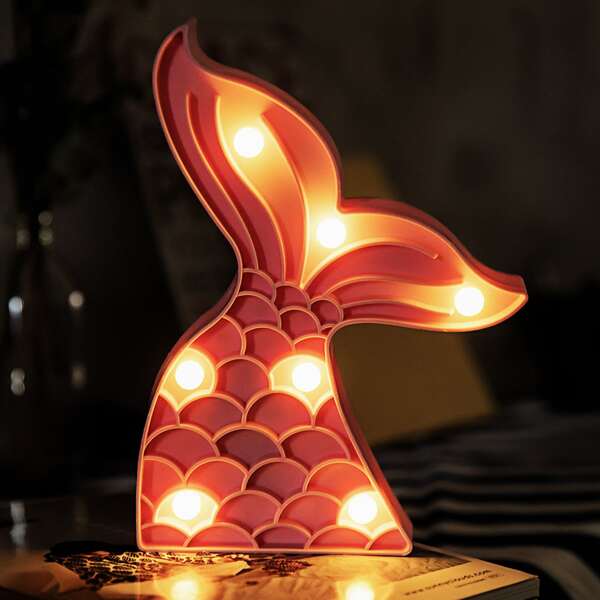 

1pc Fish Tail Shaped Night Light, Yellow