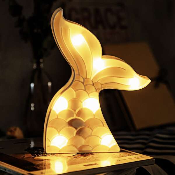 

1pc Fish Tail Shaped Night Light, Yellow