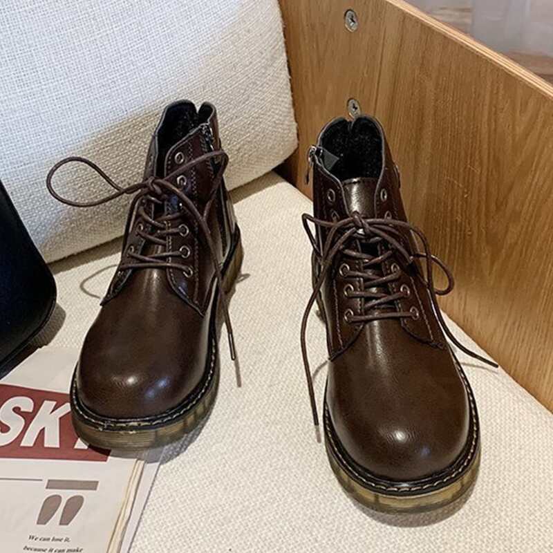 

Lace-up Front Combat Boots, Chocolate brown