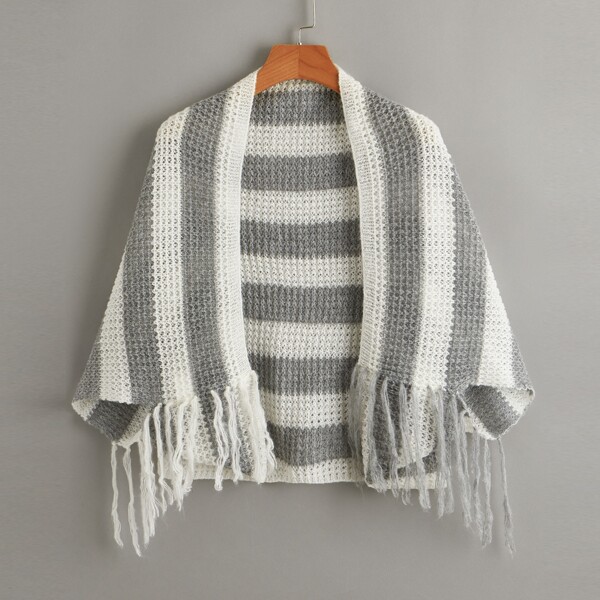 

Fringe Hem Colorblock Cardigan, Multicolor
