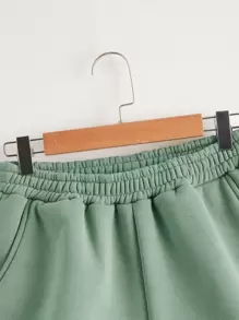 SHEIN EZwear Shorts de cintura elástica unicolor - verde menta - Ver 3
