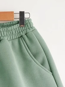 SHEIN EZwear Shorts de cintura elástica unicolor - verde menta - Ver 4