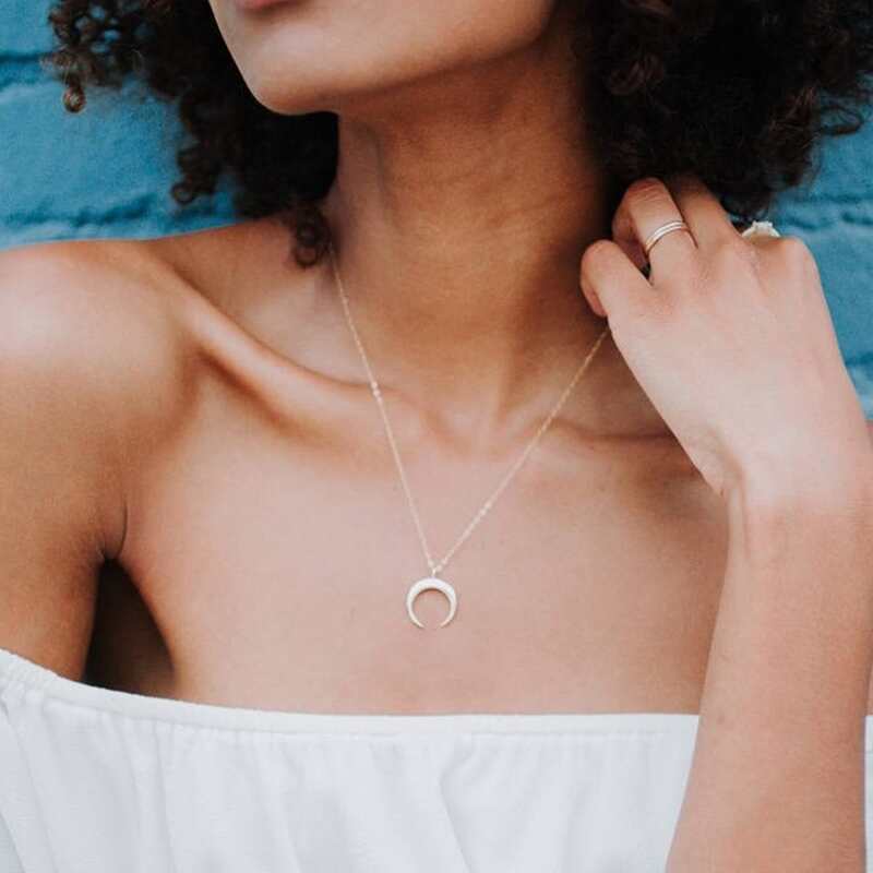 

Moon Pendant Necklace, Silver