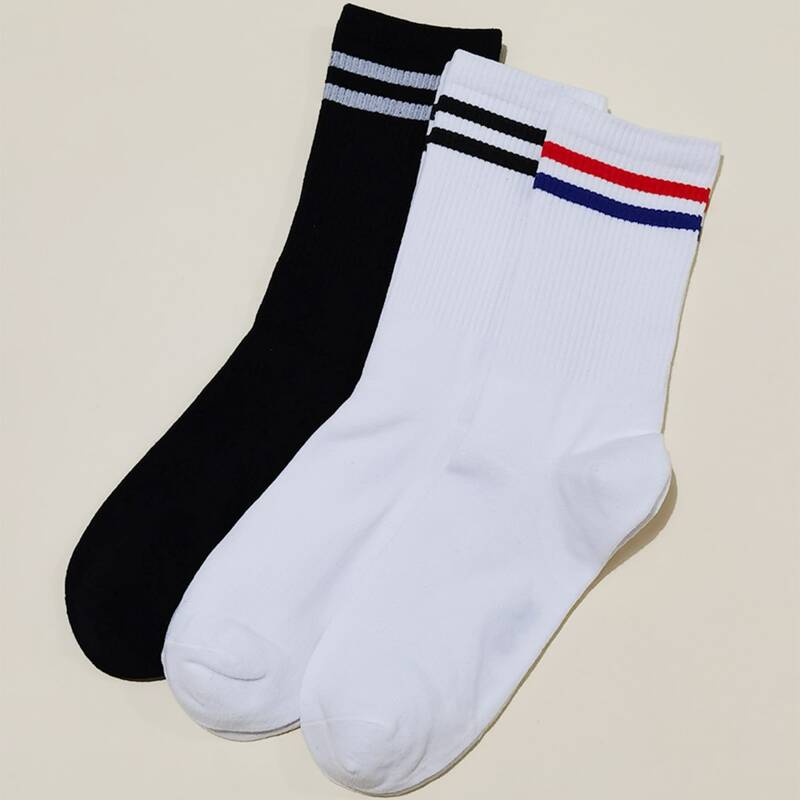 

3pairs Stripe Crew Socks, Multicolor