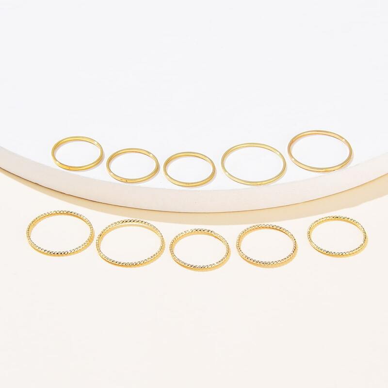 

10pcs Minimalist Skinny Ring, Gold
