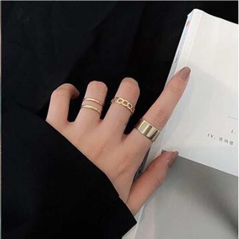 

3pcs Minimalist Chain Ring, Gold
