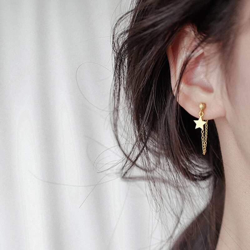 

Star & Moon Drop Earrings, Gold