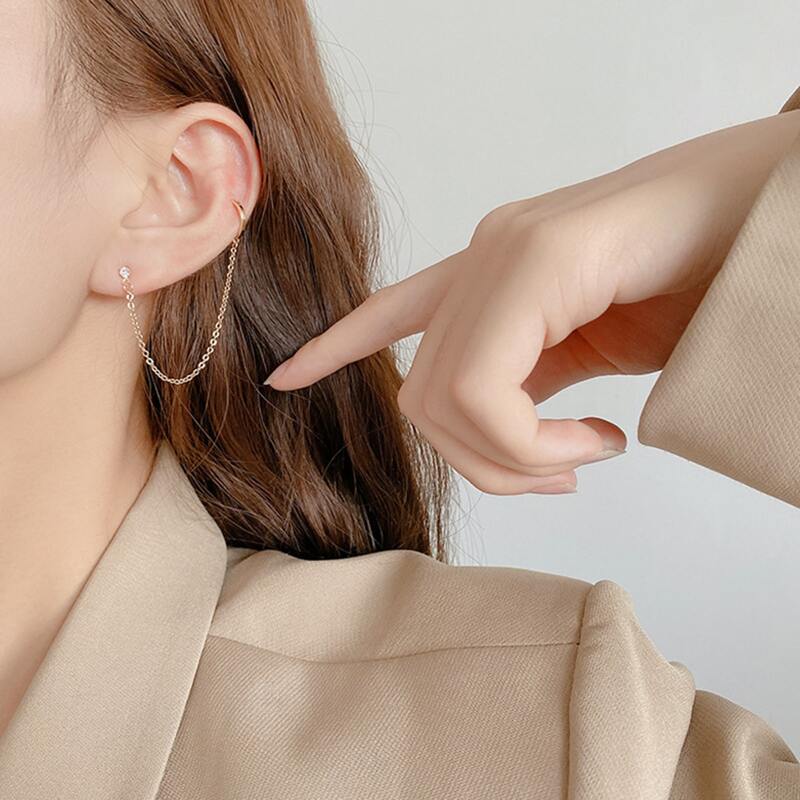 

1pc Chain Ear Cuff, Gold