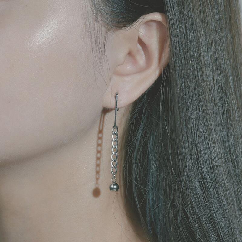

Ball Decor Chain Drop Earrings, Silver