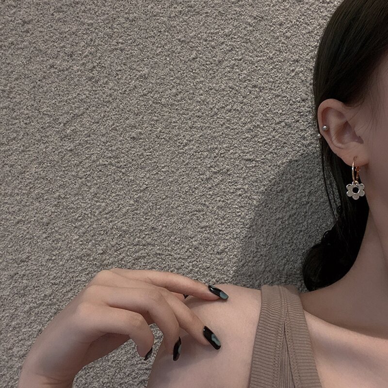 

Floral Hoop Earrings, Gold