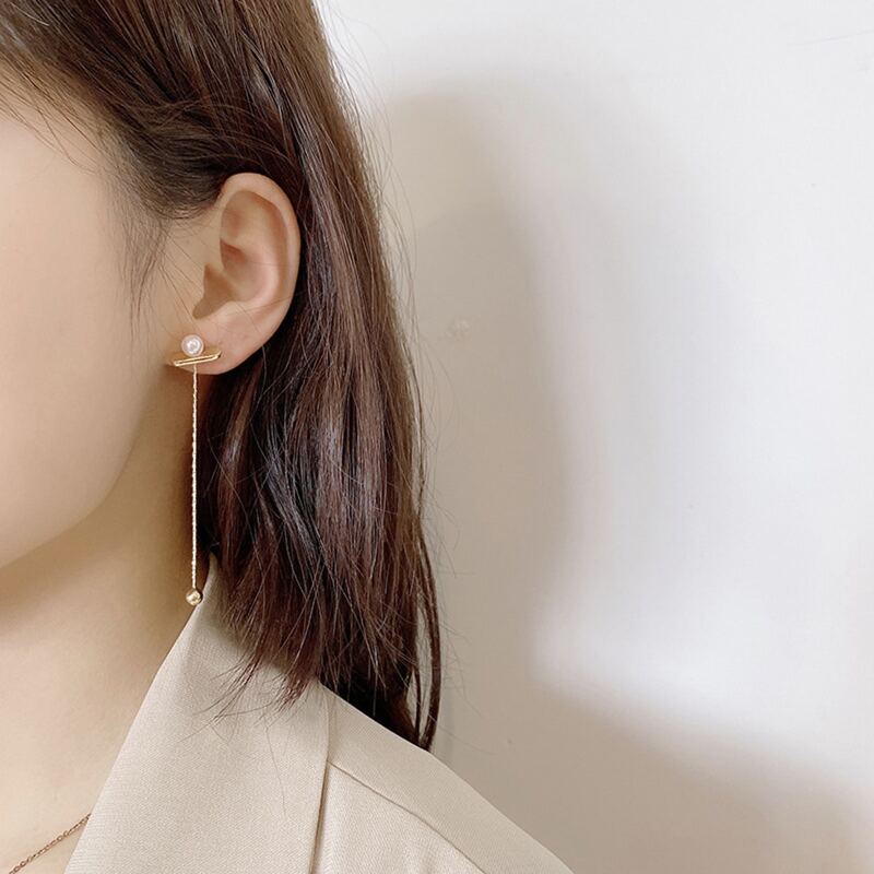 

Faux Pearl Tassel Drop Earrings, Gold