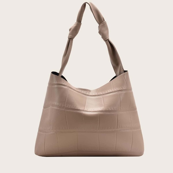 

Croc Embossed Shoulder Bag, Khaki