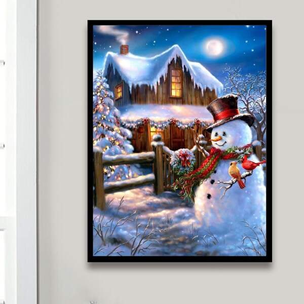 

Snowman Print DIY Diamond Painting Without Frame, Multicolor