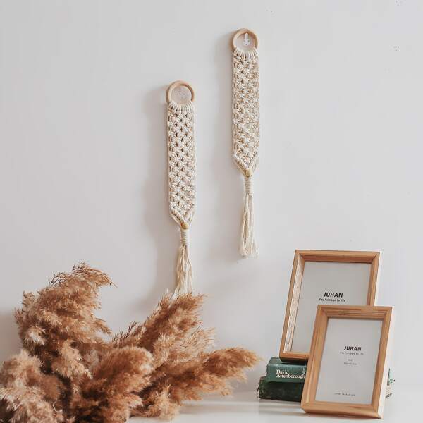 

1pc Woven Wall Hanging, Beige